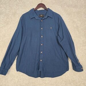 Frye Cotton Twill Button Down Shirt Mens XXL Blue Long Sleeve Americana Workwear